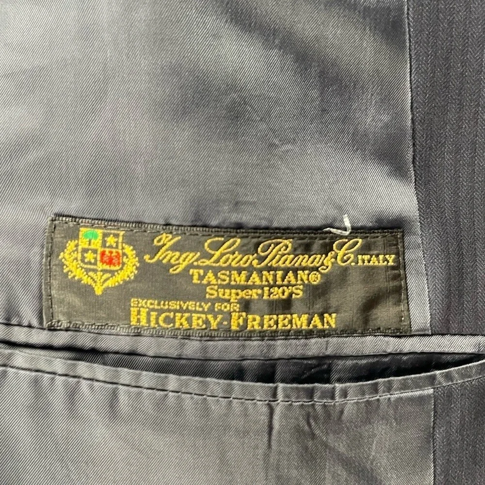 Hickey Freeman Loro Piana Tasmanian‎ Super 120's Blazer in Navy Size 44R